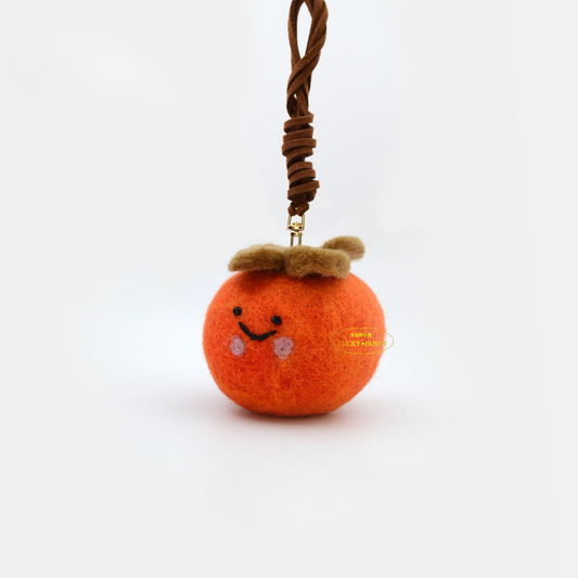 Nepalese Handmade Wool Felt Pendant Charms - Lucky Persimmon