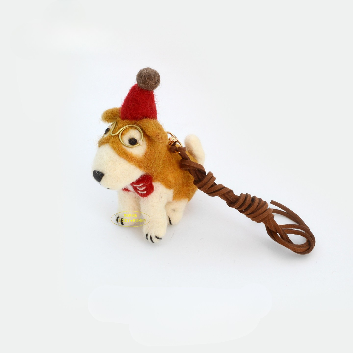 Nepalese Handmade Wool Felt Pendant Charms - Xmas Hat Dog