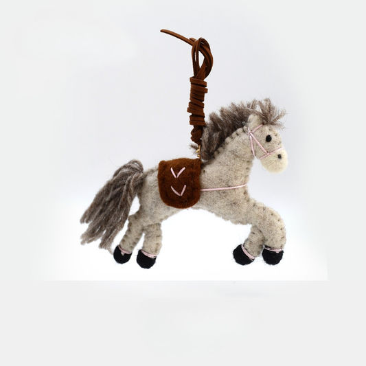Nepalese Handmade Wool Felt Pendant Charms - Lucky Pony