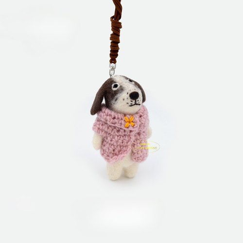 Nepalese Handmade Wool Felt Pendant Charms - Cute Dog