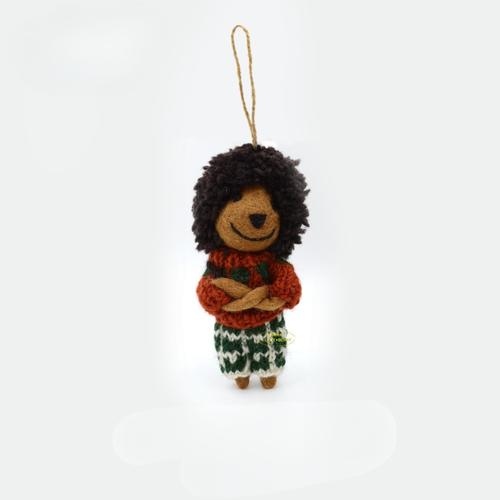 Nepalese Handmade Wool Felt Pendant Charms - Chimpanzees Boy